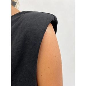 4th and Reckless Nordstrom T-Shirt 100% Cotton Shoulder Pad Sleeveless Black